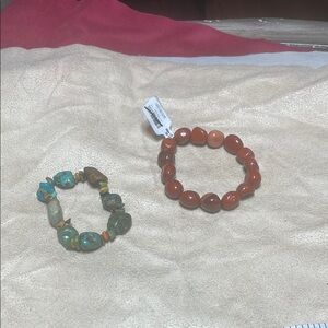 Elegant Orange and Green Stone Bracelets